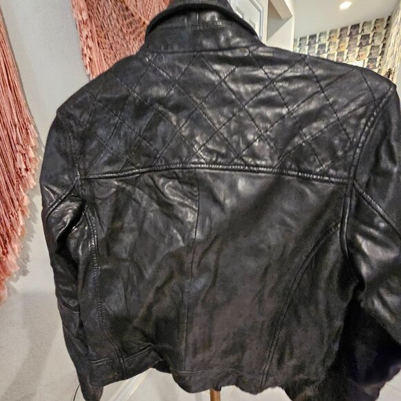 Black Leather Lucky Brand Jacket - Picture 7 of 11